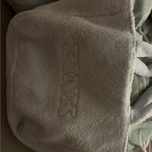 Cozy Plush Sherpa Tote with Tonal Embroidery